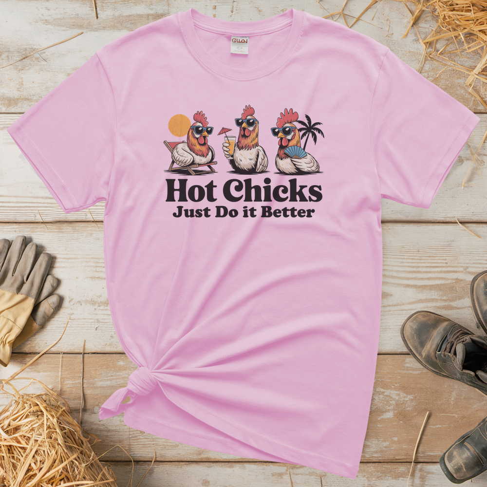 Hot Chicks Just Do It Better (Adult Unisex Tee) - Light Pink