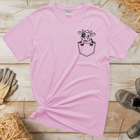 Cow In Pocket (Adult Unisex Tee) - Light Pink
