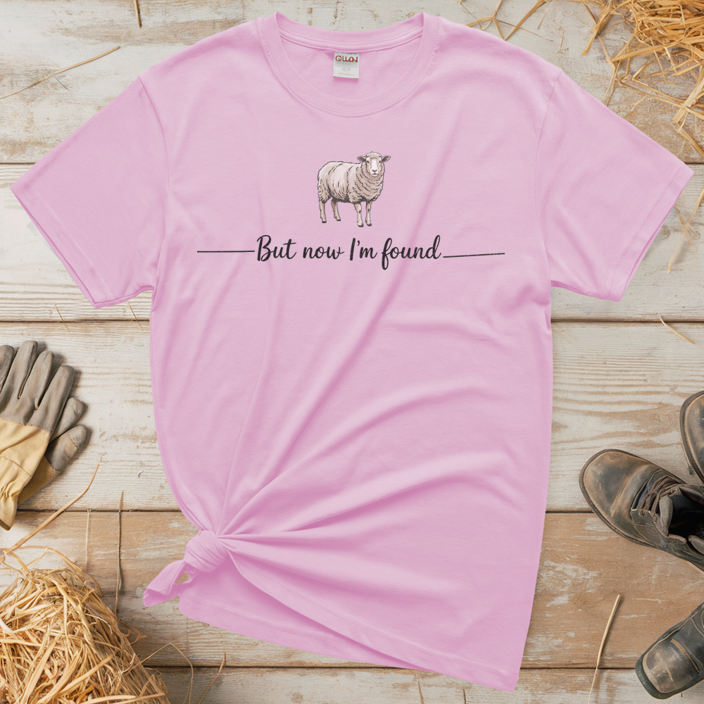 But Now I'm Found Spiritual Sheep (Adult Unisex Tee) - Light Pink