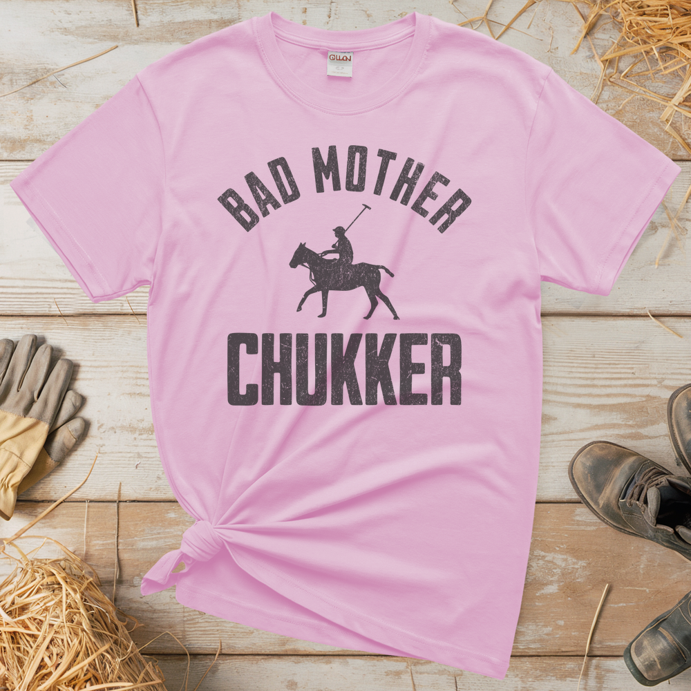 Bad Mother Chukker Horse Polo (Adult Unisex Tee) - Light Pink