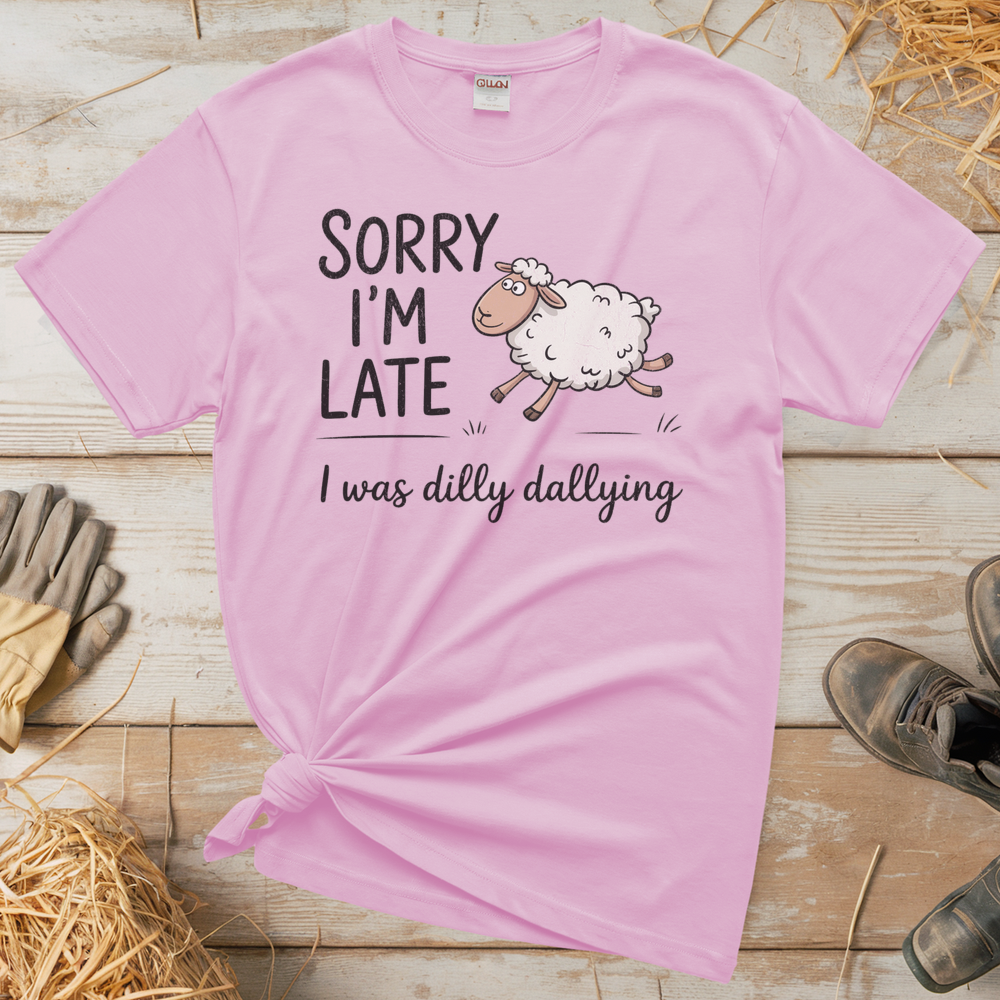 Dilly Dallying Sheep (Adult Unisex Tee) - Light Pink