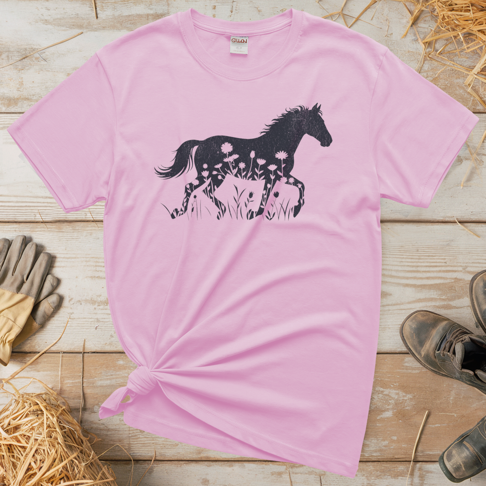 Flower Horse (Adult Unisex Tee) - Light Pink