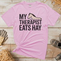 My Therapist Eats Hay (Adult Unisex Tee) - Light Pink