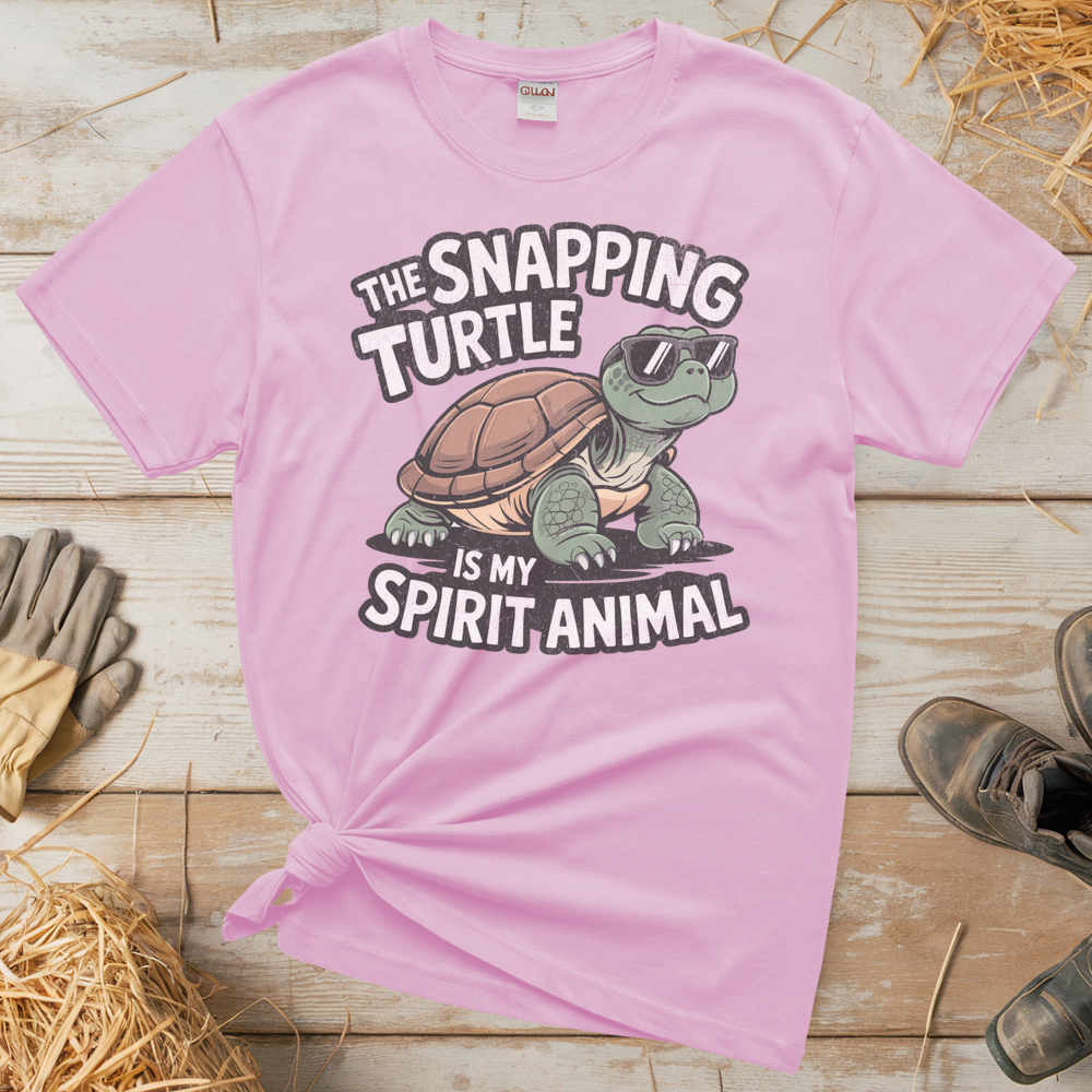 The Snapping Turtle Is My Spirit Animal (Adult Unisex Tee) - Light Pink