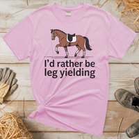 I'd Rather Be Leg Yielding Dressage (Adult Unisex Tee) - Light Pink