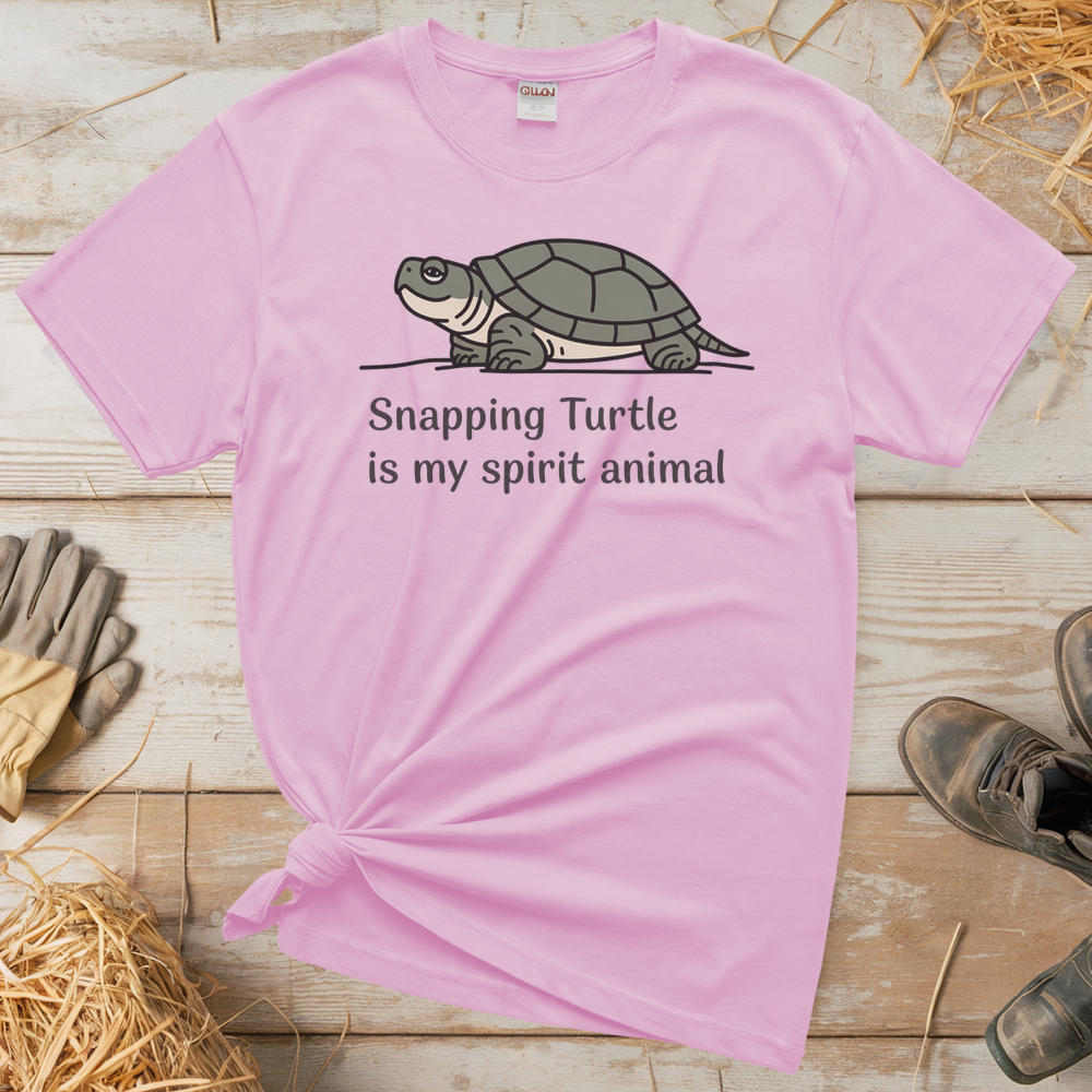 Snapping Turtle Is My Spirit Animal (Adult Unisex Tee) - Light Pink