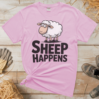 Sheep Happens (Adult Unisex Tee) - Light Pink