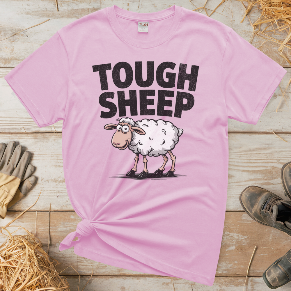 Funny Tough Sheep (Adult Unisex Tee) - Light Pink