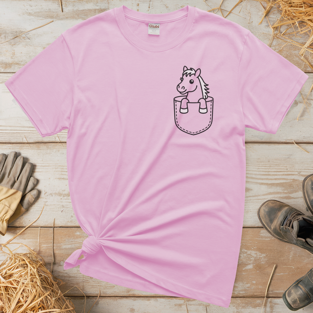 Horse In Pocket (Adult Unisex Tee) - Light Pink
