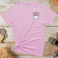 Sheep And Pig In Pocket (Adult Unisex Tee) - Light Pink