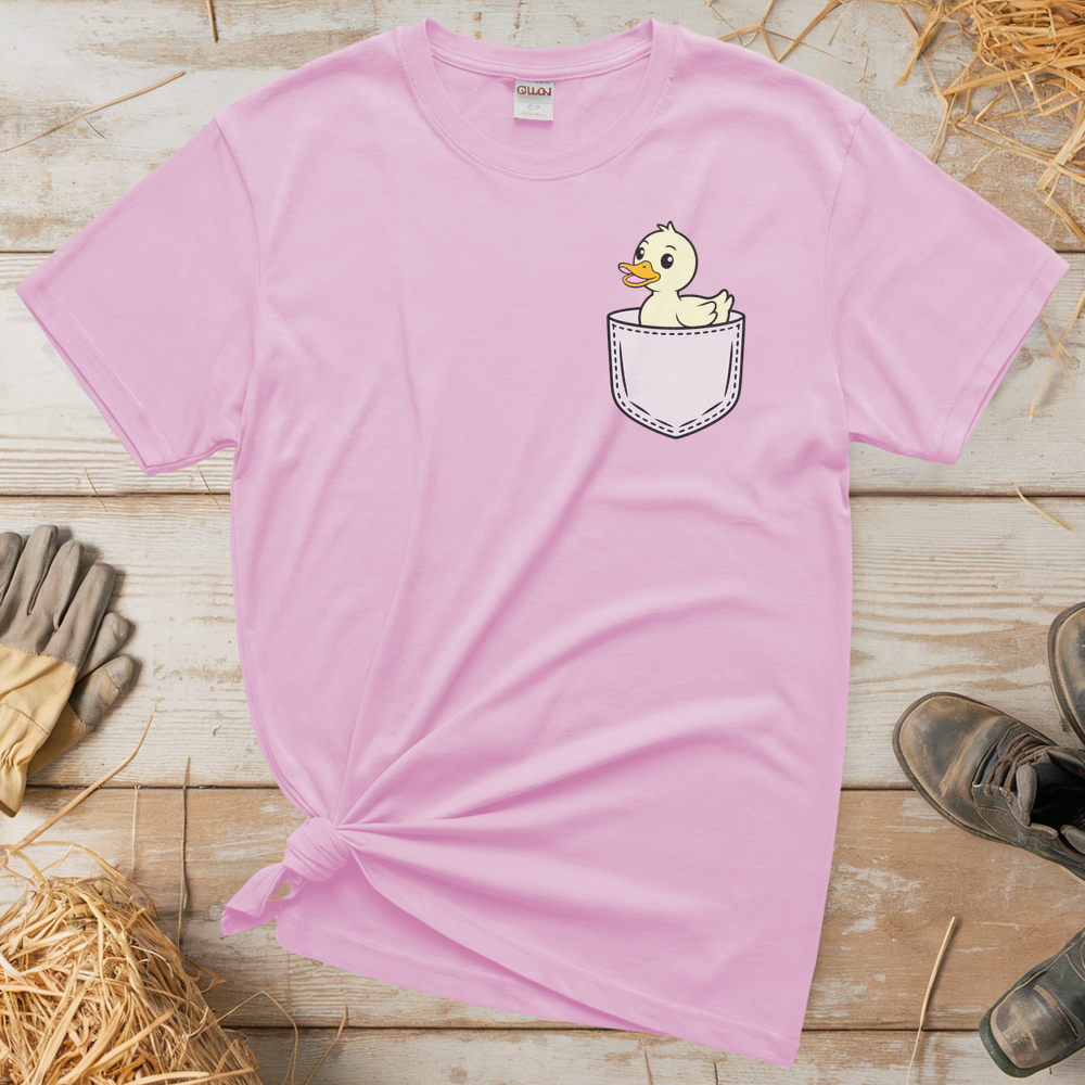 Duck In Pocket (Adult Unisex Tee) - Light Pink