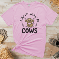 Easily Distracted By Cows (Adult Unisex Tee) - Light Pink