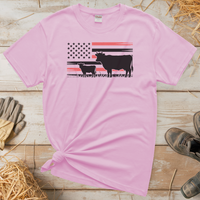USA Cow Farm (Adult Unisex Tee) - Light Pink