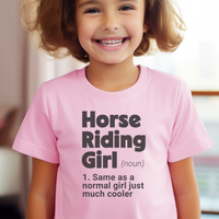 Horse Riding Girl Child Tee - Light Pink