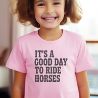 Good Day To Ride Horses Child Tee - Light Pink