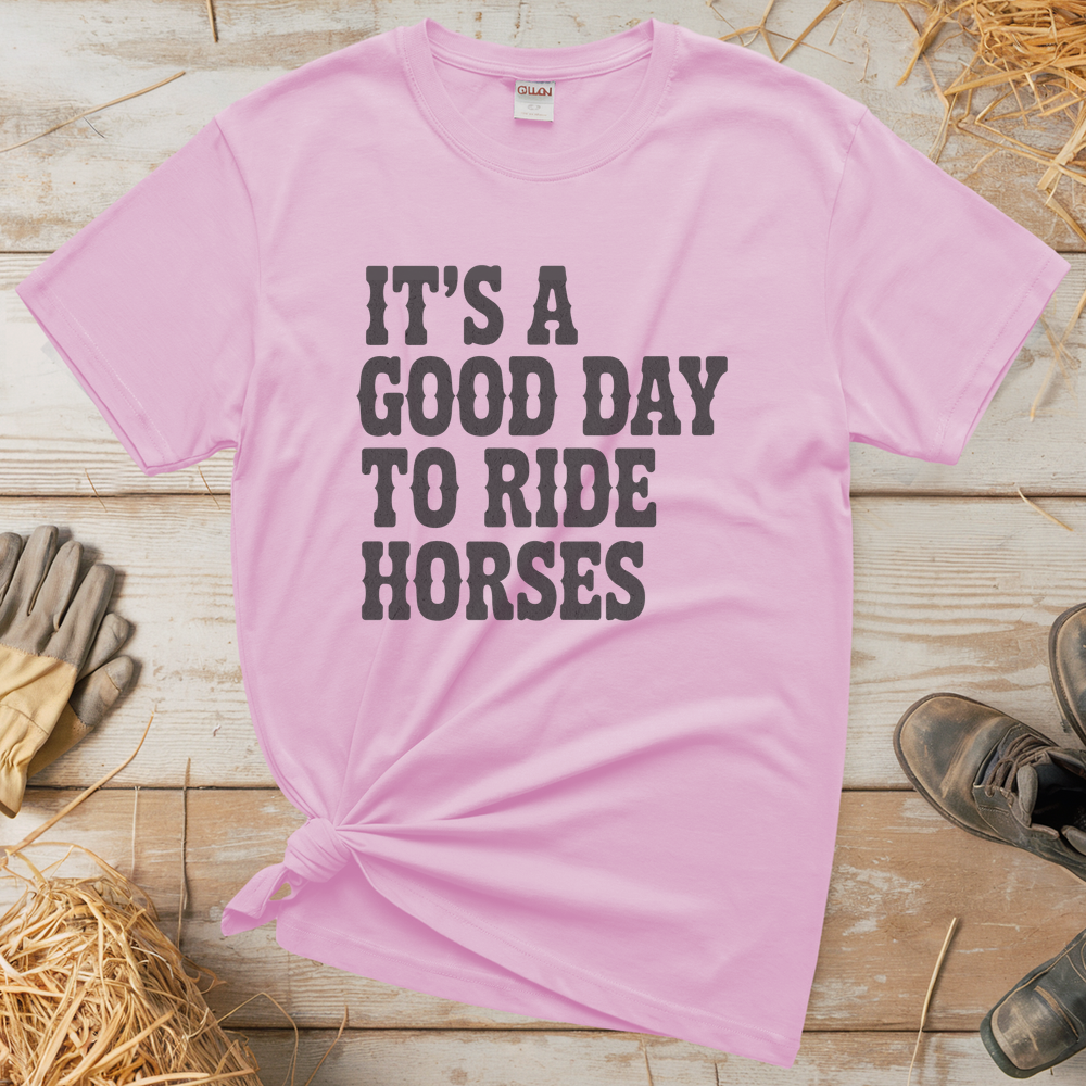 Good Day To Ride Horses Tee - Light Pink