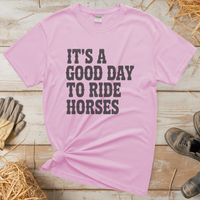 Good Day To Ride Horses Tee - Light Pink