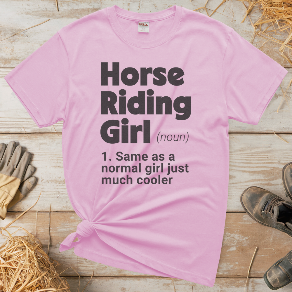 Horse Riding Girl Tee - Light Pink