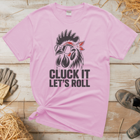 Cluck It Lets Roll Adult Tee - Light Pink