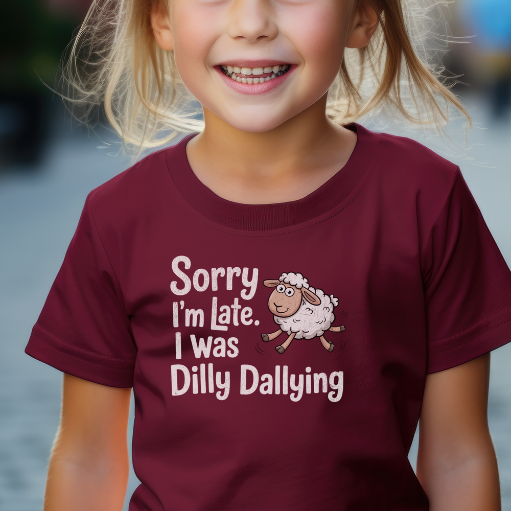 Dilly Dallying Child T Shirt - Maroon