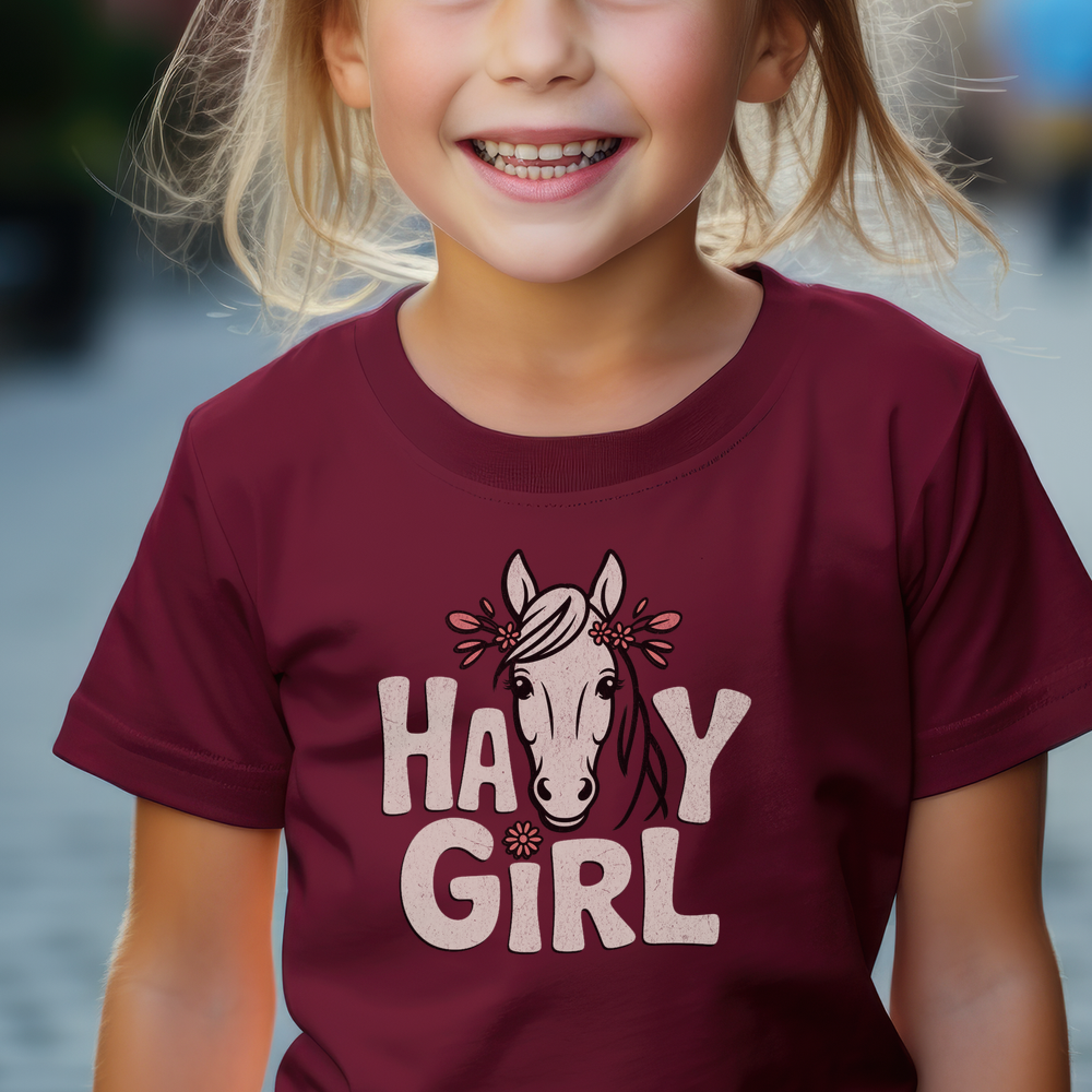 Hay Girl Child T Shirt - Maroon