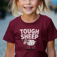 Funny Tough Sheep Child T Shirt - Maroon