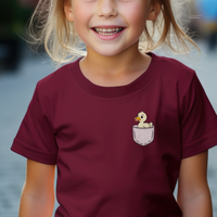 Duck In Pocket Child T Shirt - Maroon