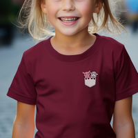 Sheep In Pocket Child T Shirt - Maroon