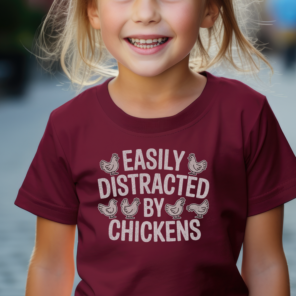 Easily Distracted By Chickens Child - Maroon