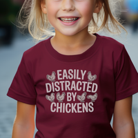 Easily Distracted By Chickens Child - Maroon