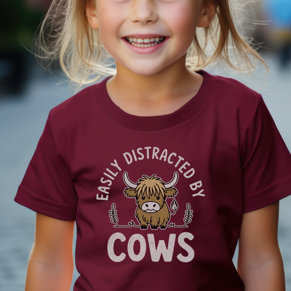 Easily Distracted By Cows Child - Maroon