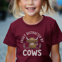 Easily Distracted By Cows Child - Maroon