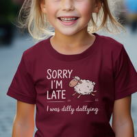 Sorry Im Late Sheep Child T Shirt - Maroon