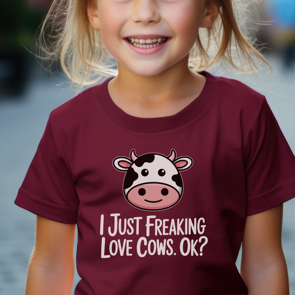 I Just Freaking Love Cows Child Dark - Maroon