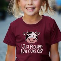 I Just Freaking Love Cows Child Dark - Maroon