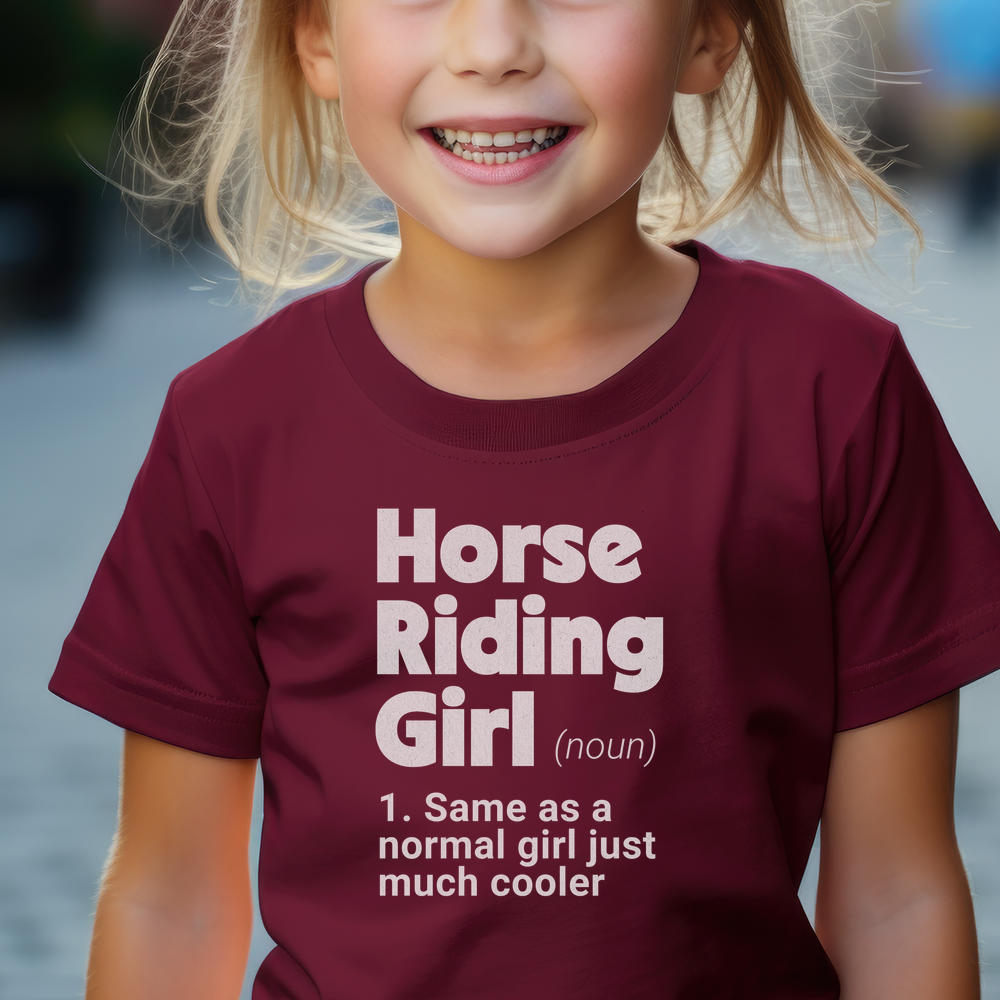 Horse Riding Girl Child Tee - Maroon