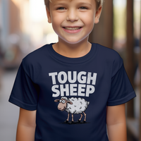 Funny Tough Sheep Child T Shirt - Navy