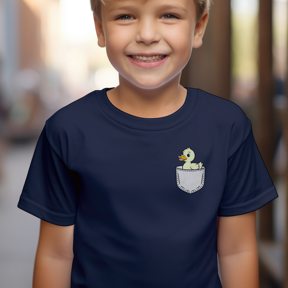 Duck In Pocket Child T Shirt - Navy