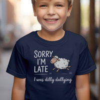 Sorry Im Late Sheep Child T Shirt - Navy