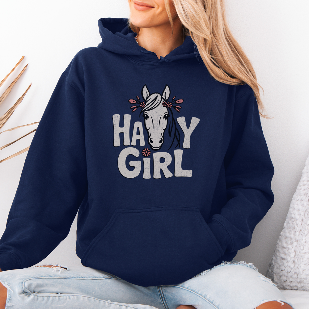 Hay Girl (Adult Hoodie) - Navy