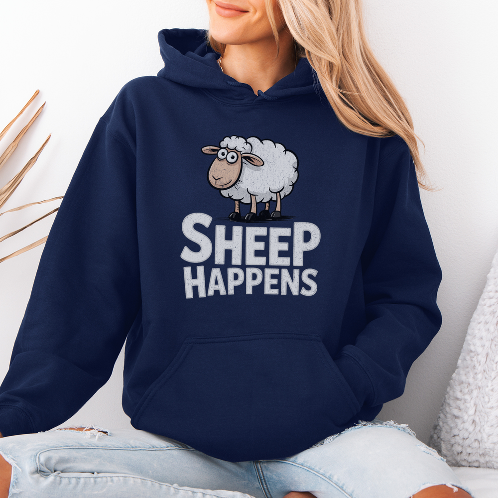 Funny Sheep Happens (Adult Hoodie) - Navy