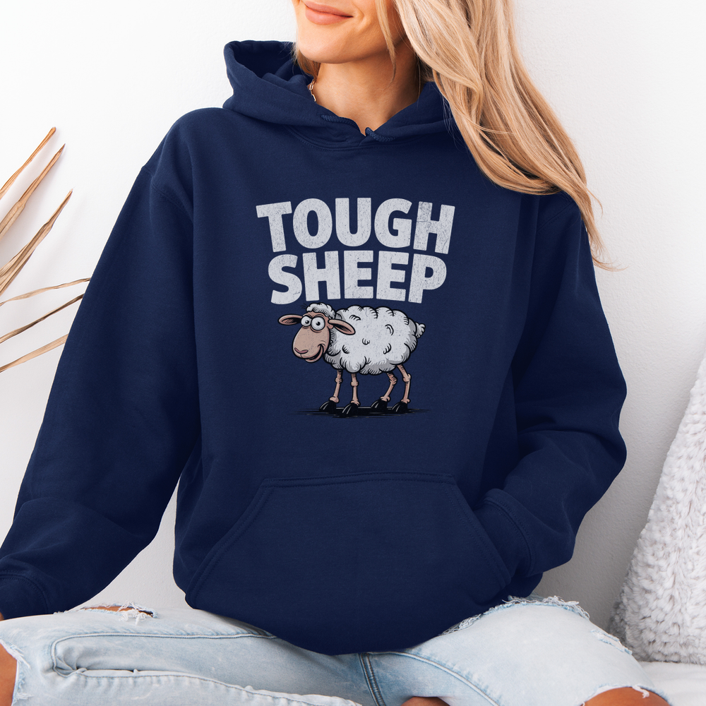 Funny Tough Sheep (Adult Hoodie) - Navy