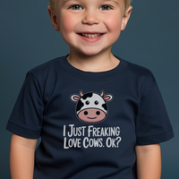 I Just Freaking Love Cows Toddler Dark - Navy