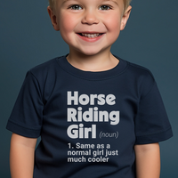 Horse Riding Girl Toddler Tee - Navy