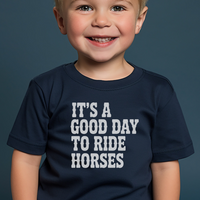 Good Day To Ride Horses Toddler Tee - Navy
