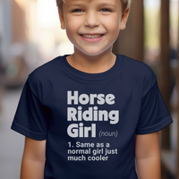 Horse Riding Girl Child Tee - Navy