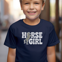 Horse Girl Child Tee - Navy