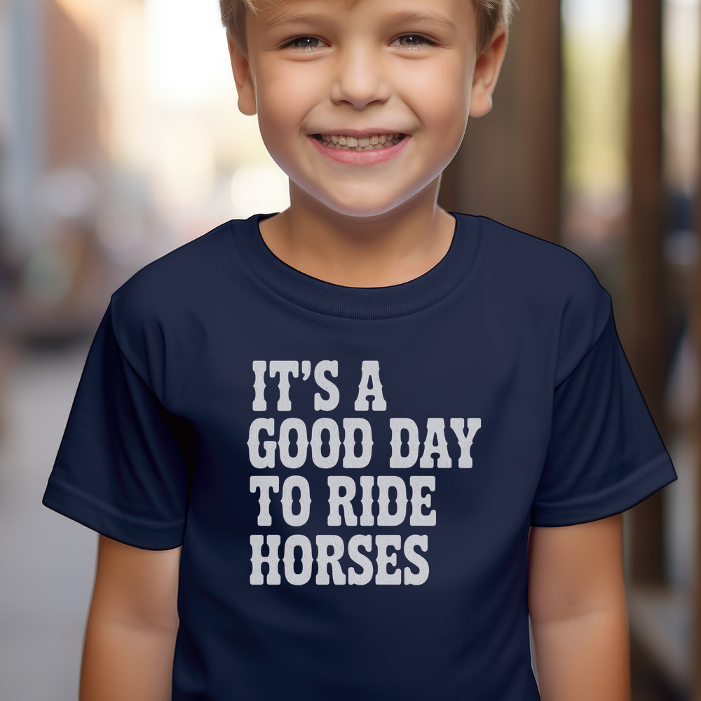 Good Day To Ride Horses Child Tee - Navy