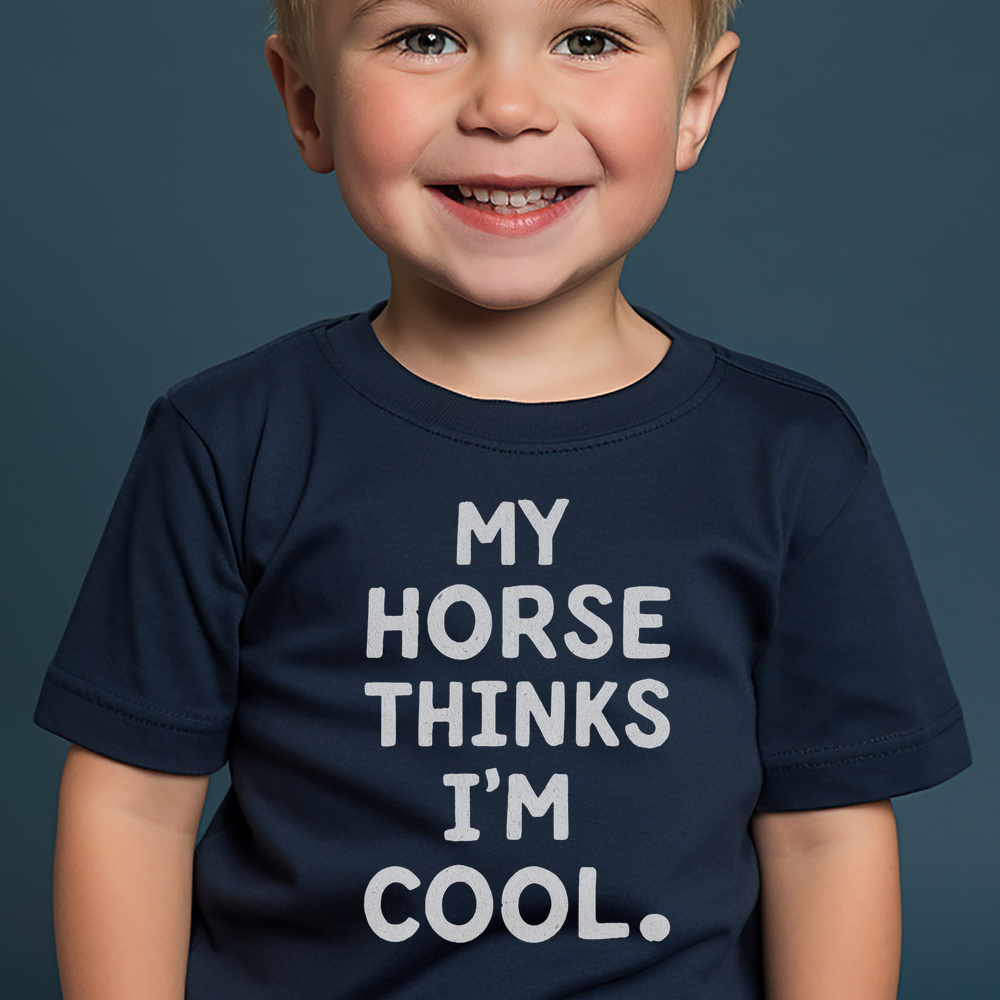 My Horse Thinks Im Cool Toddler Tee - Navy