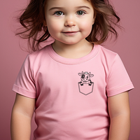 Cow In Pocket Toddler T Shirt - Pink